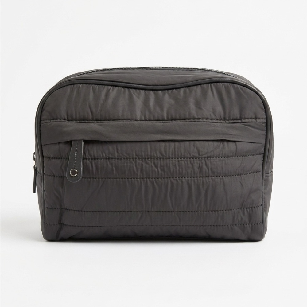 Sandra Roberts Squared Black Quilted Makeup Bag